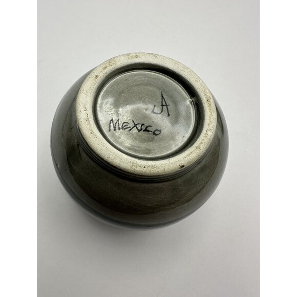 Vintage Mexican Tonala Pottery Round Lidded Trinket Dish Floral Hand Painted - Picture 6 of 9